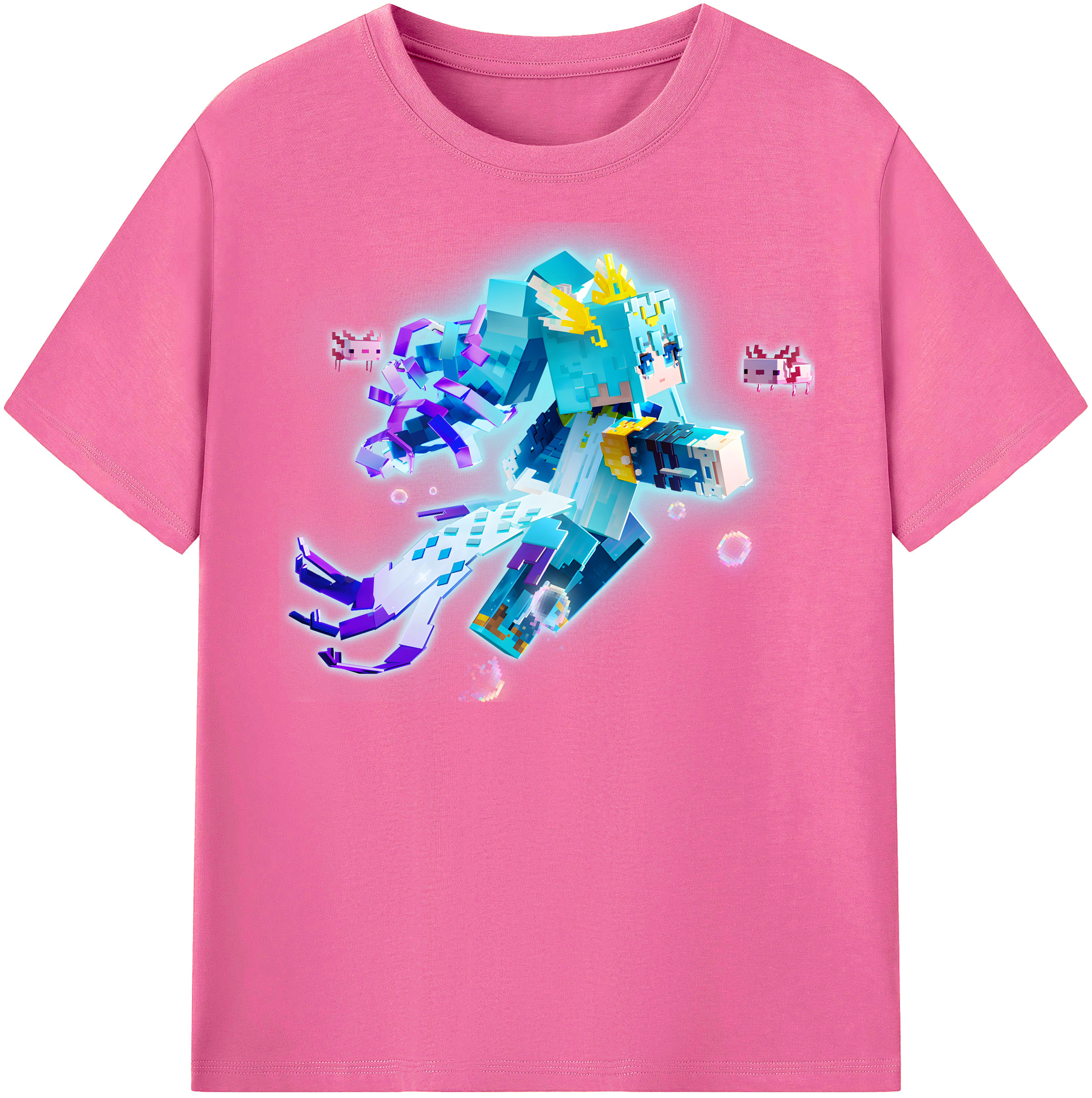 （画像用） マインクラフト ブロックの世界 Minecraft MC Block world レディースカジュアルプリントTシャツ（綿100％）
